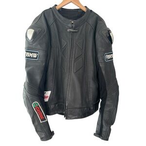 Sedici Leather Jacket Mens Size 48 Black Leather Performance Motorcycle Biker